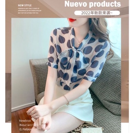 (Khuyến Mãi Lớn) Áo Sơ Mi Voan Đính Nơ Phong Cách Retro Hàn Quốc Thời Trang Mùa Hè Dành Cho Nữ