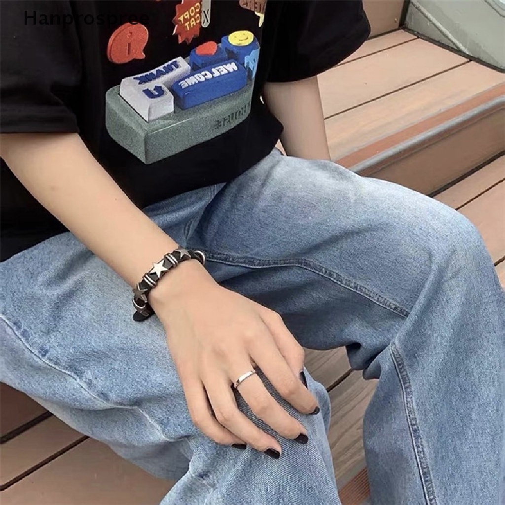 Hanprospree > Vòng Tay Da Giả Đính Đinh Tán Bằng Hợp Kim Có Thể Điều Chỉnh Phong Cách Punk Cổ Điển Cho Nam Và Nữ