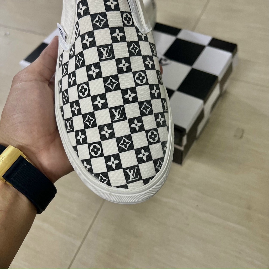 Giày Vans LV caro lười Thể Thao Nam Nữ Full Box size 36 đến 43