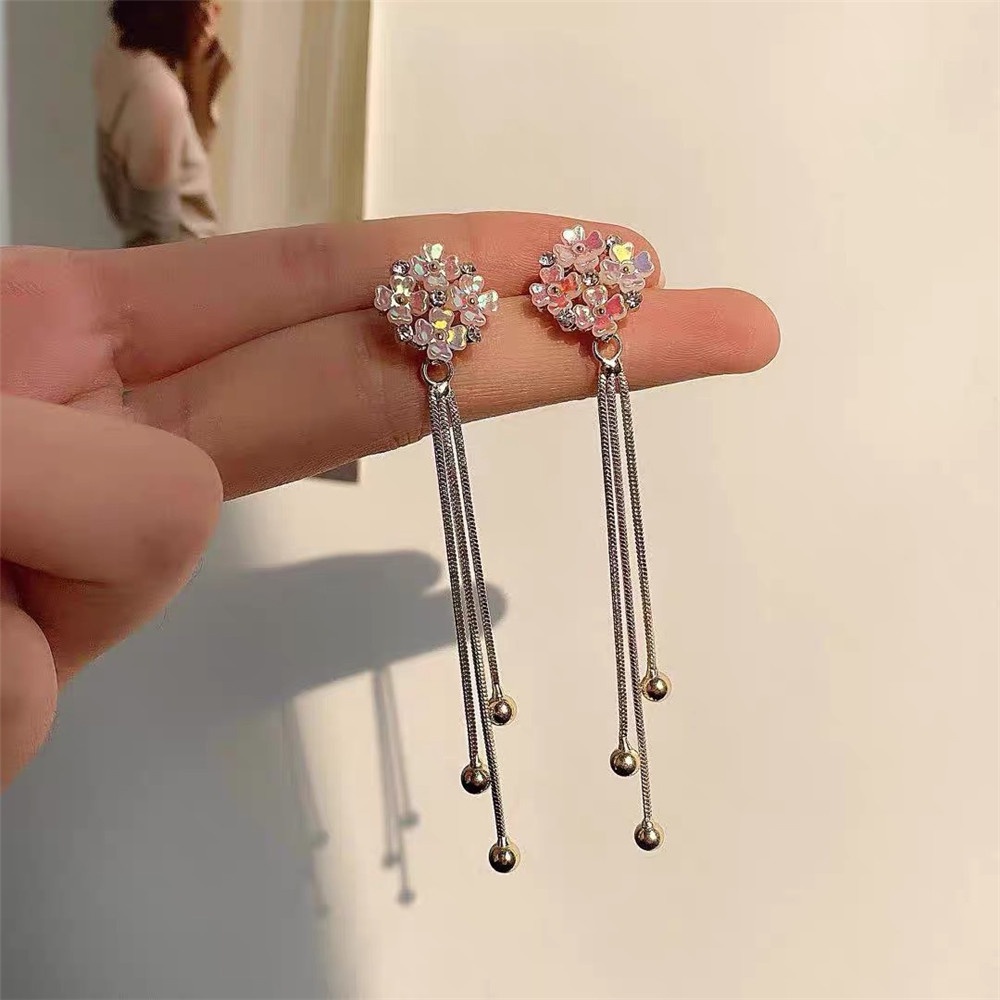 Khuyên Tai Dáng Dài Đính Ngọc Trai Pha Lê Thời Trang Thanh Lịch Cho Nữ