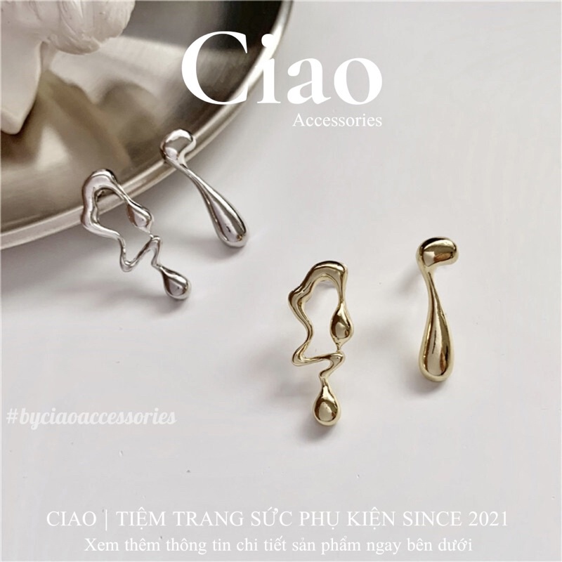 Khuyên tai/ Bông tai mạ bạc S925 thiết kế hình trừu tượng Abstract Ciao