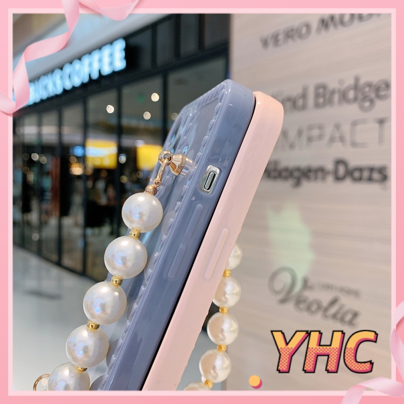 Ốp Điện Thoại TPU Màu Trơn Có Dây Đeo Chuỗi Hạt Cho iPhone 6s 6splus 7 7plus 8 8plus X XS XSMAX 11 12 Pro Max Plus Promax-020