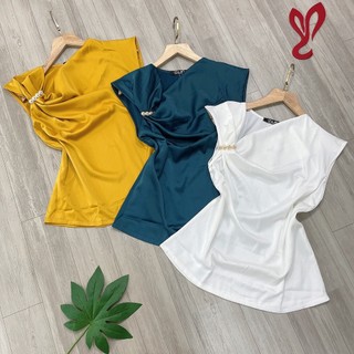 Áo Kiểu Cổ Đổ Lụa Bóng Sát Nách Đính Hạt