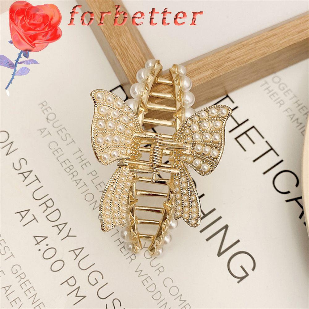 Kẹp Tóc Đuôi Ngựa Bằng Hợp Kim Hình Bướm Đính Ngọc Trai Phong Cách Hàn Quốc Cho Nữ Giá Đỡ