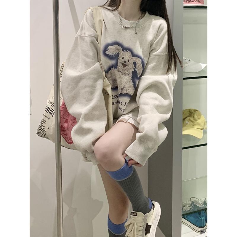 NRVP Áo thun nữ dài tay dáng rộng phong cách Hàn Quốc