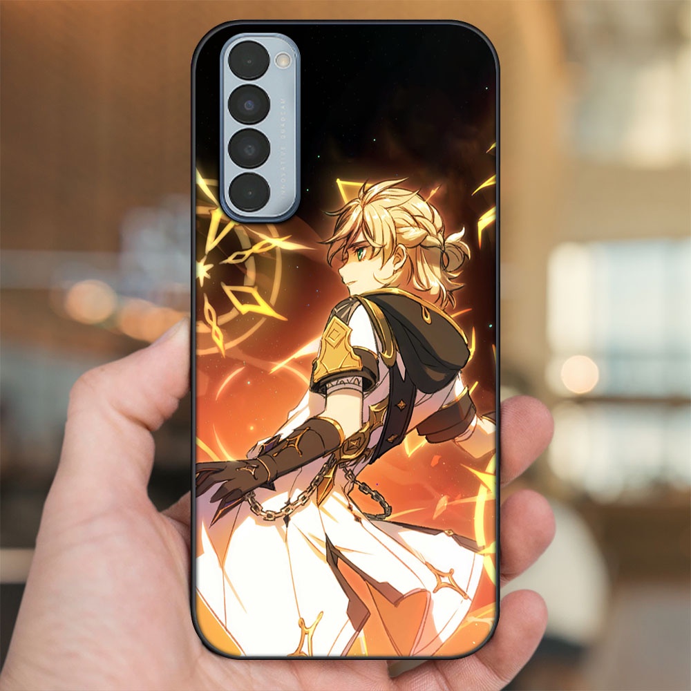 Ốp lưng Oppo Reno 4 Pro viền đen in hình Albedo Genshin Impact