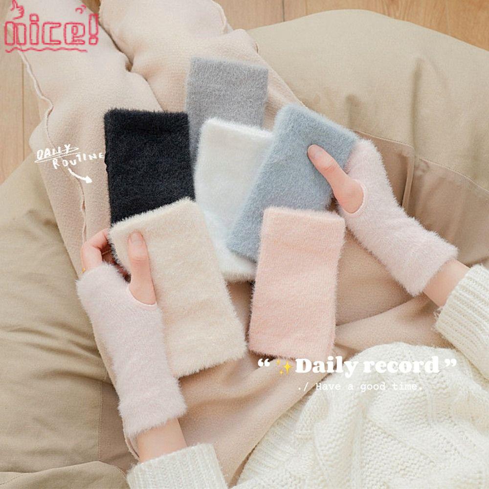 Găng Tay Dệt Kim Dày Dặn Giữ Ấm Cho Nữ