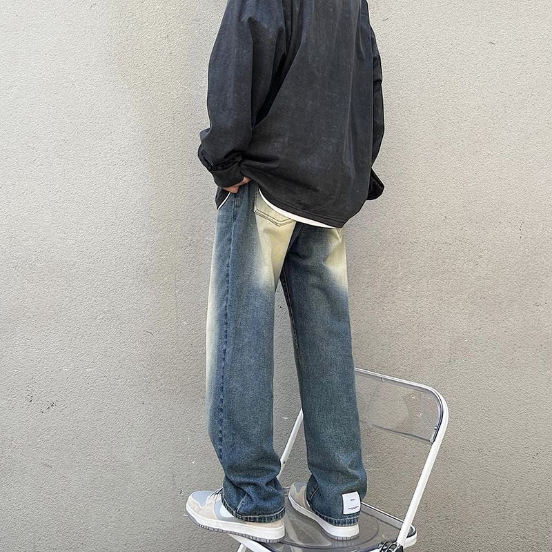 Quần Jean Dài Dáng Rộng Phong Cách Retro Mỹ Thời Trang Mùa Thu Cá Tính Cho Nam