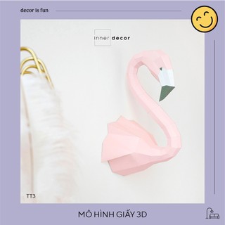 Mô hình giấy 3D DIY chim hồng hạc tự ráp treo trang trí tường