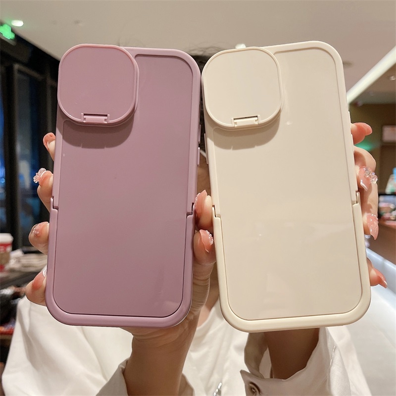 Ốp Điện Thoại Tráng Gương Màu Trơn Có Giá Đỡ Cho iPhone 13 Pro Max iPhone 14 iPhone 11 Pro Max iPhone 12 Pro Max