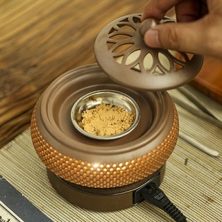 Lư xông trầm bằng điện khuyếch tán cao cấp gốm sứ+tặng 100g bột ngải cứu