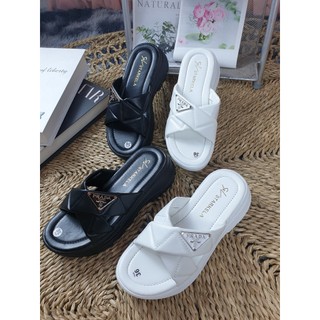 Dép đế xuồng nữ quai ngang chéo siêu hot dép đế cao 5 phân