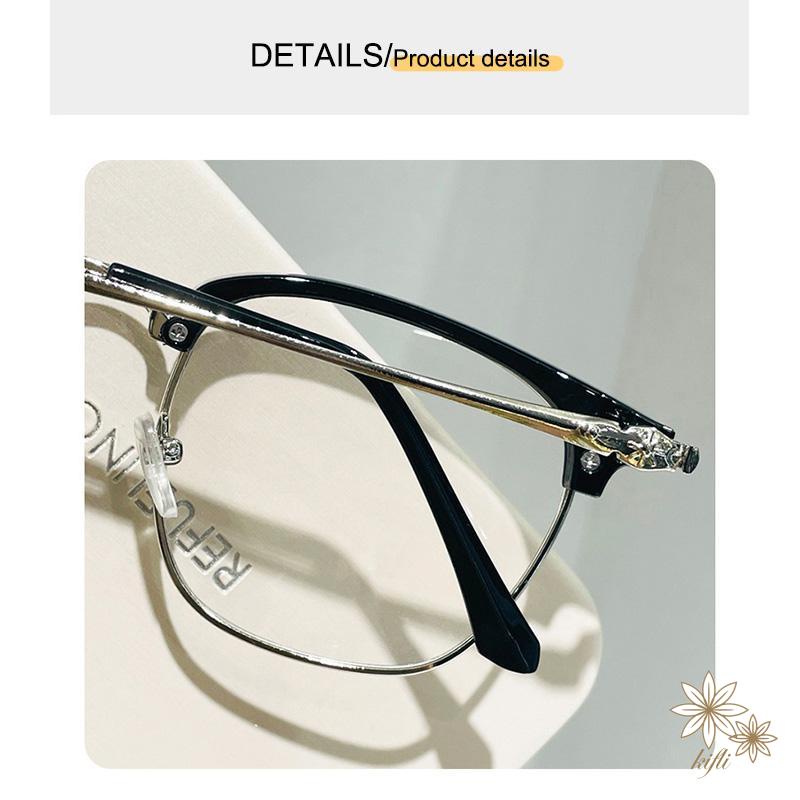 Kính mát giả cận nam nữ form nửa gọng clubmaster chống tia uv ánh sáng xanh bảo vệ mắt