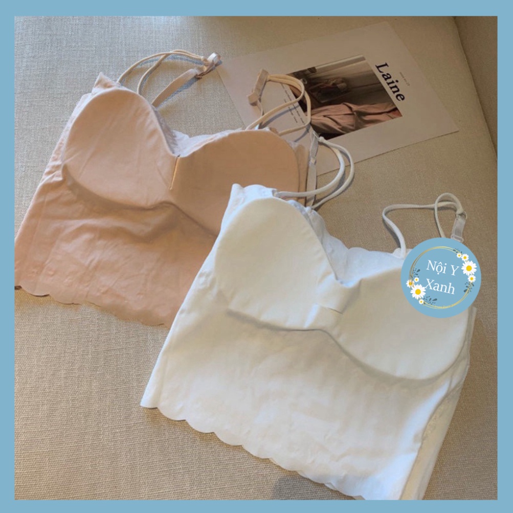 Áo Lót Lụa Hai Dây Quấn Ngực Thời Trang Quyến Rũ Cho Nữ nội y xanh, chất đẹp, deal tốt