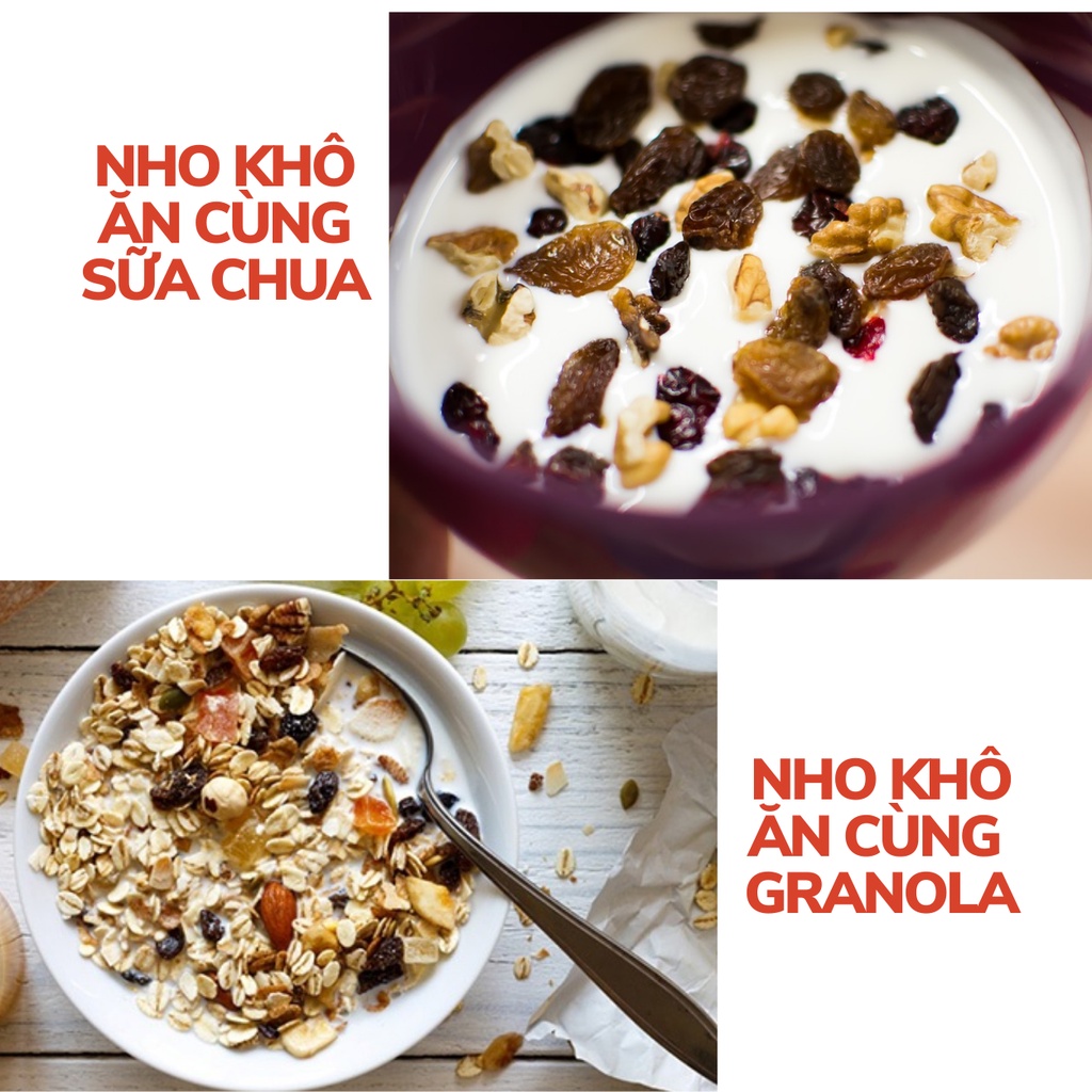 Nho khô không hạt Ấn Độ, nho nâu 0.5kg, 1kg