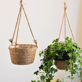 Giỏ đan treo cây hoa giả - Jassi Decor