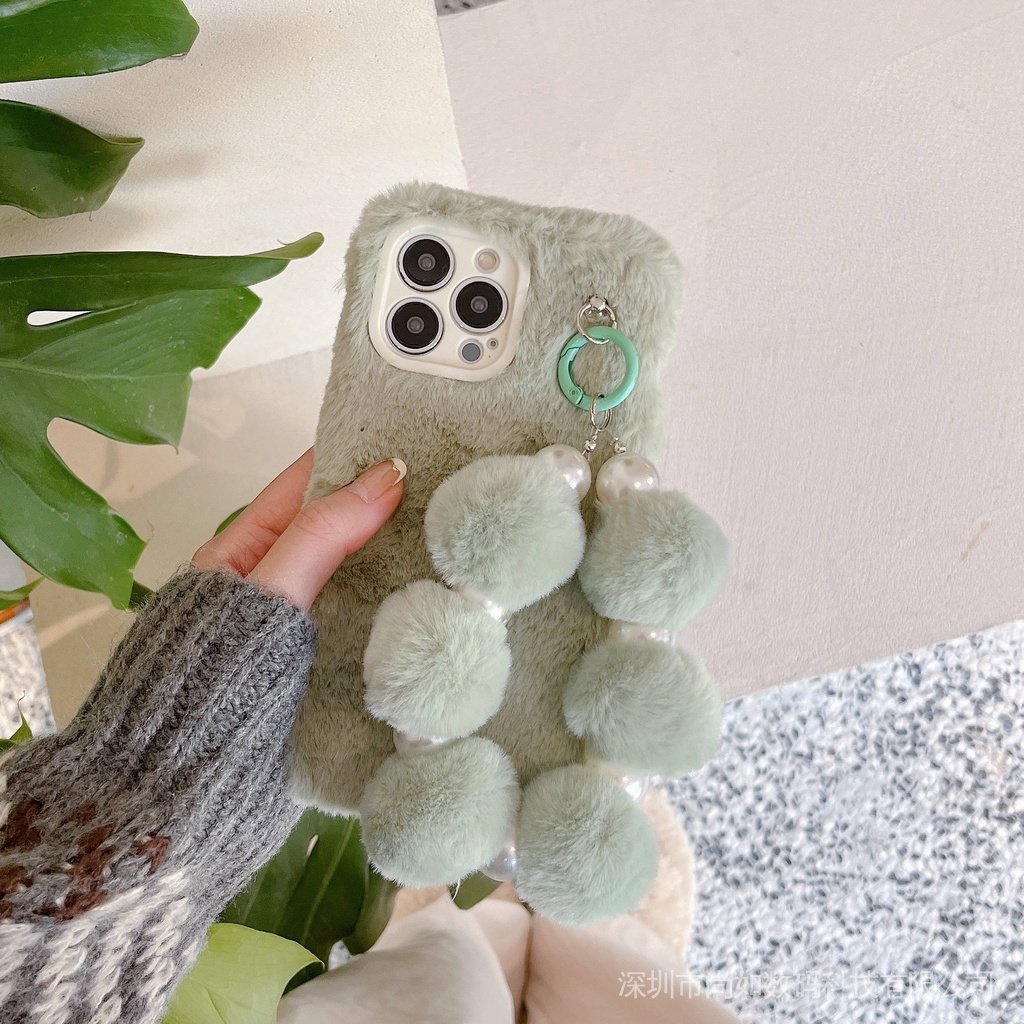 Ốp Điện Thoại Phối Lông Ấm Áp Thời Trang Thu Đông Cho 14PLUS 13PRO 14 Phone Case 11 12PRO 14PRO