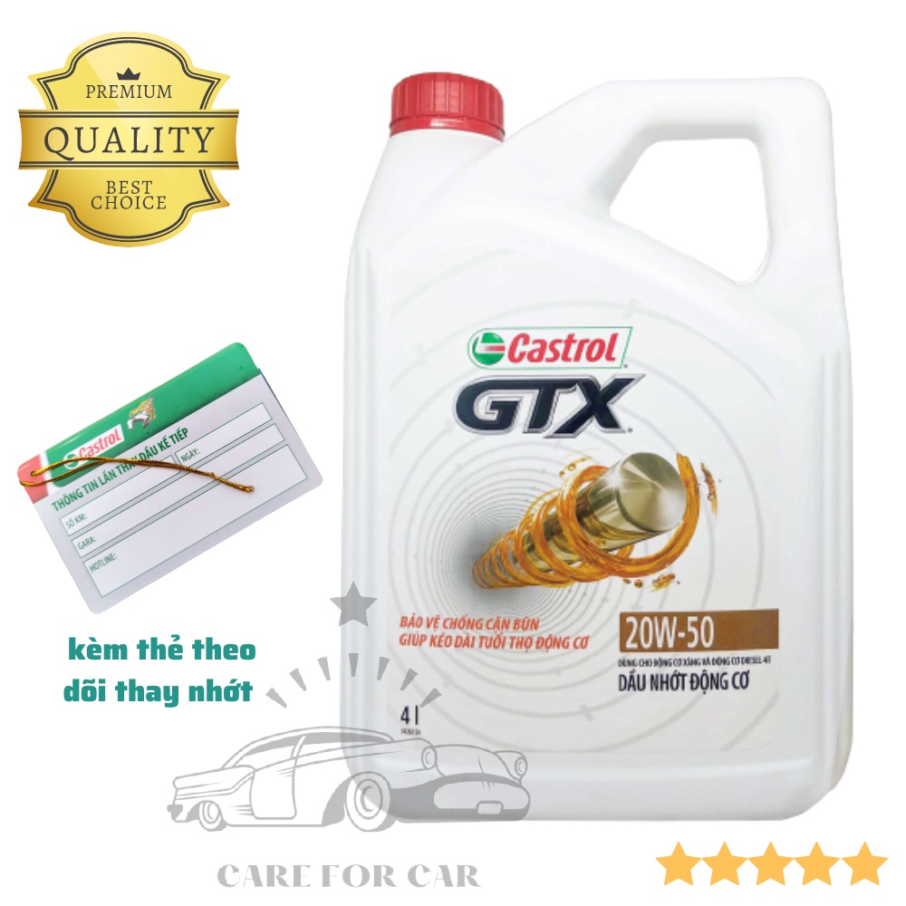 Nhớt ô tô Castrol GTX 20W50, nhớt động cơ phù hợp cho cả máy xăng và máy dầu