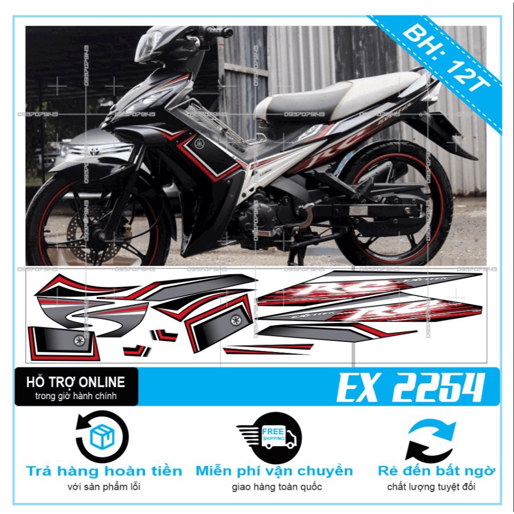 {TPHCM-FREE SHIP] TEM RỜI EXCITER 2010 RC XÁM ĐEN 2254