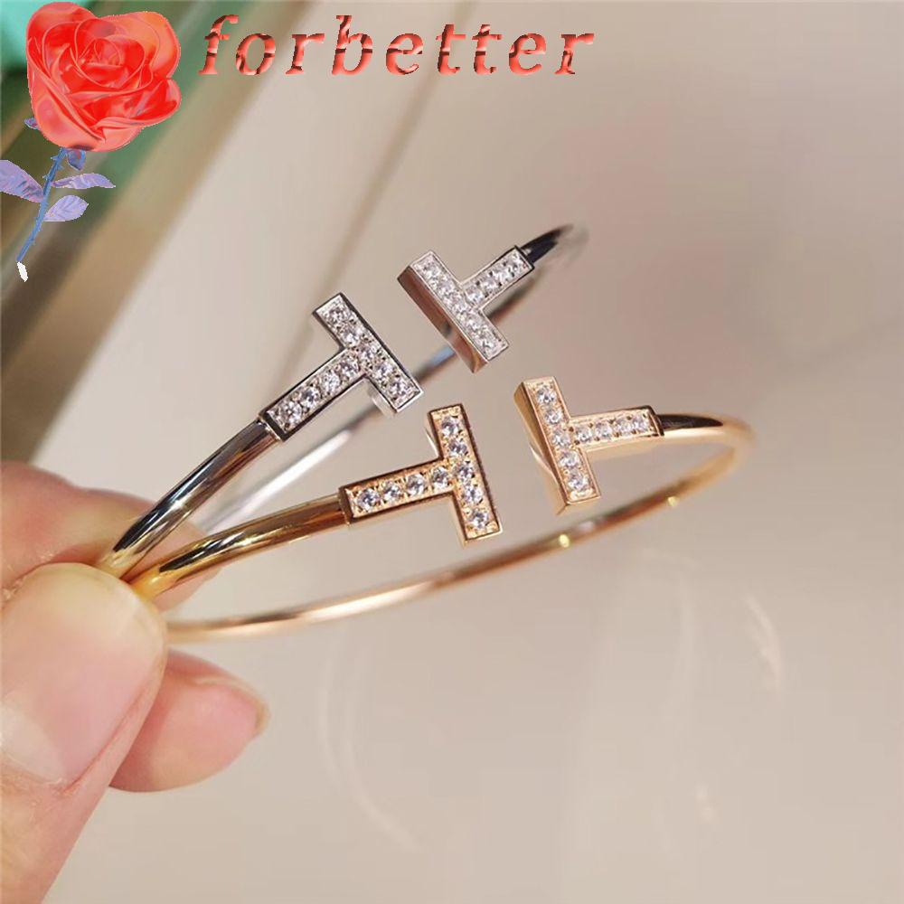 Vòng tay hợp kim hình chữ T đính đá nhiều màu thời trang Hàn Quốc cổ điển cho nữ