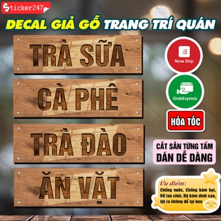 Bảng Menu Trang Trí Quán Trà Sữa Vintage Freeship Decal Giả Gỗ Trang Trí