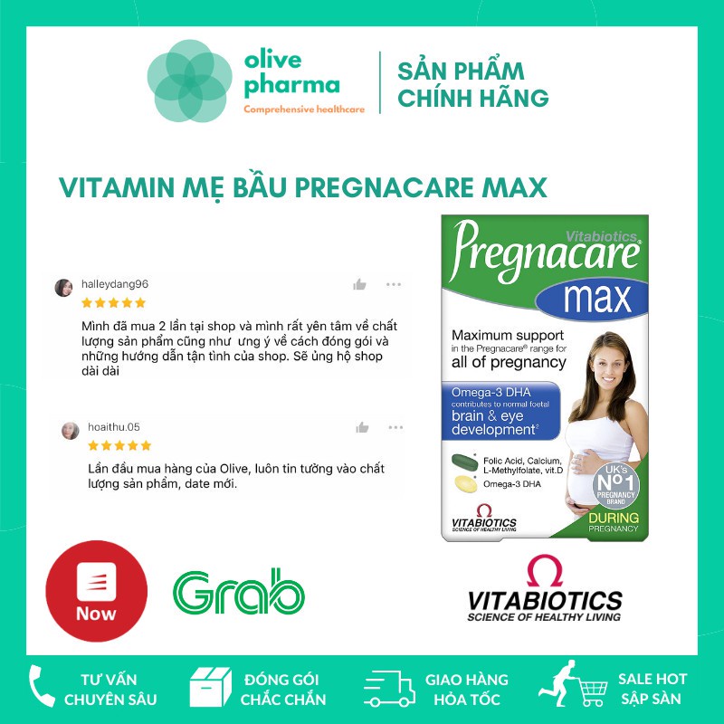 Olive Pharma Chính Hãng - Vitamin Bầu Pregnacare Max 84 viên, cho mẹ bầu