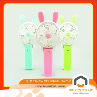 Quạt cầm tay mini Bella925 quạt mini sạc điện USB hình tai thỏ gấp gọn thông minh