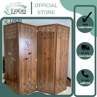 (3-4 tấm) Vách bình phong gỗ di động họa tiết CÂY TRE TADA (TD10)