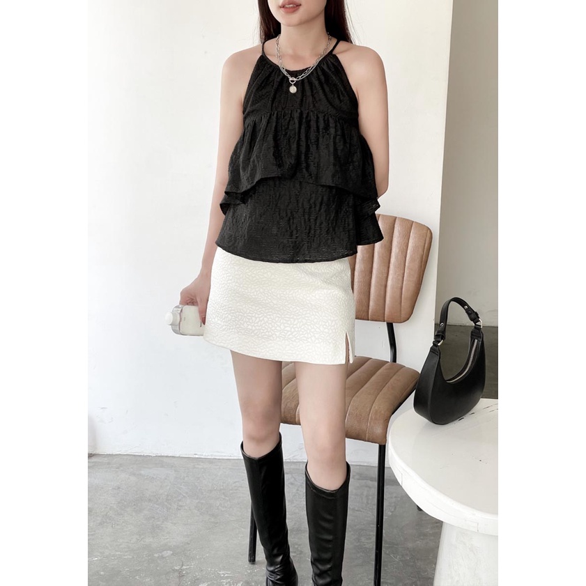 Áo yếm kiểu 2 tầng cách điệu thời trang GAGO màu đen GA4187