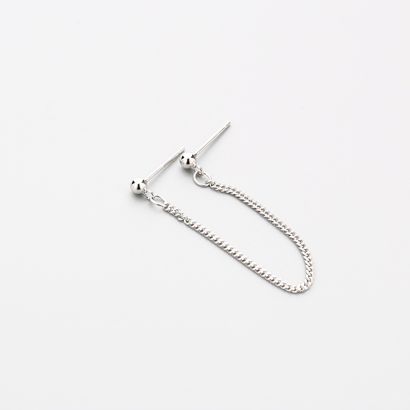 We Flower 1 Khuyên Tai Bạc Dạng Chuỗi Xích Hai Lỗ Đơn Giản Thời Trang Unisex