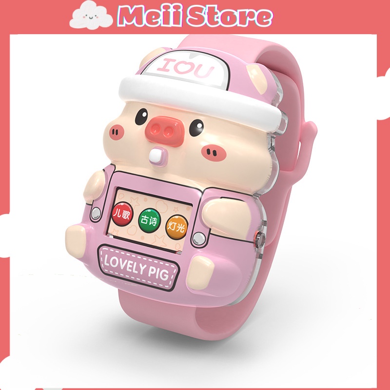 Đồng hồ trẻ em hình chú Lợn ngộ nghĩnh có nhạc phát sáng cho bé - MeiiStore.hn