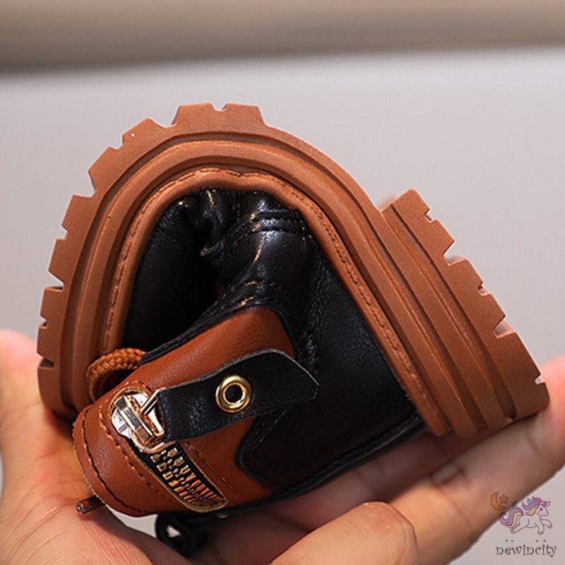 Giày Bốt Martin Cổ Thấp Chống Trượt Có Khóa Kéo Thoải Mái Thời Trang Phong Cách Anh Quốc Cho Bé Trai