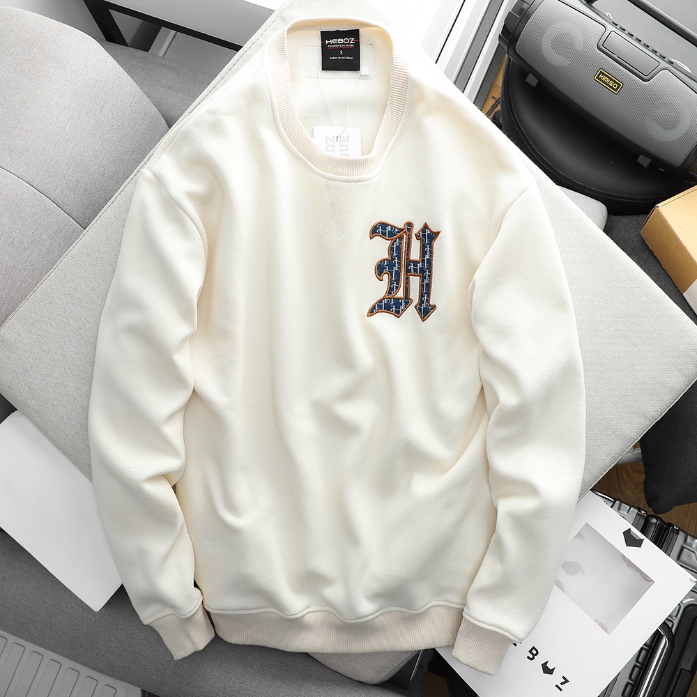 Áo sweater chất vải nỉ bông logo monogram H Heboz 3M - 00001292