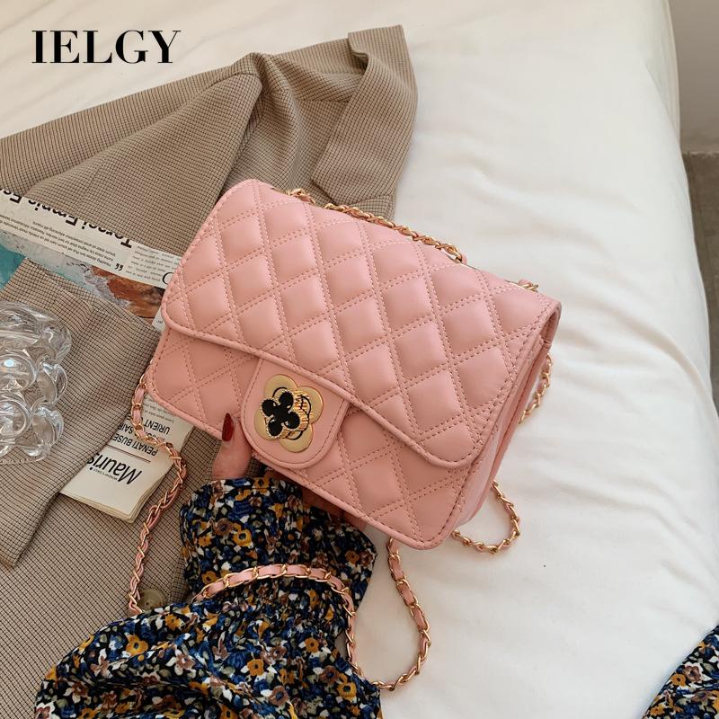Ielgy Túi Xách Đeo Chéo Dây Xích Hình Thoi Bốn Lá Phong Cách Hàn Quốc Cho Nữ
