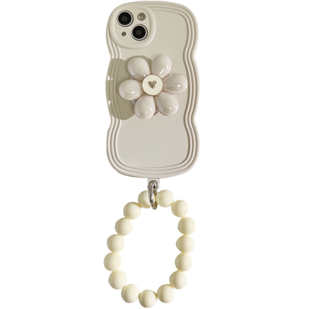 Ốp Điện Thoại Silicone Mềm Màu Trơn Có Vòng Tay In Hoa Cho Apple 14promax 13 12 11 7 / 8Plus