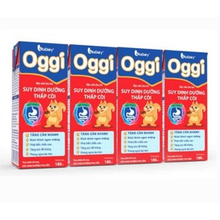 Lốc 4 hộp sữa bột pha sẵn Oggi gold suy dinh dưỡng, 110ml/180ml