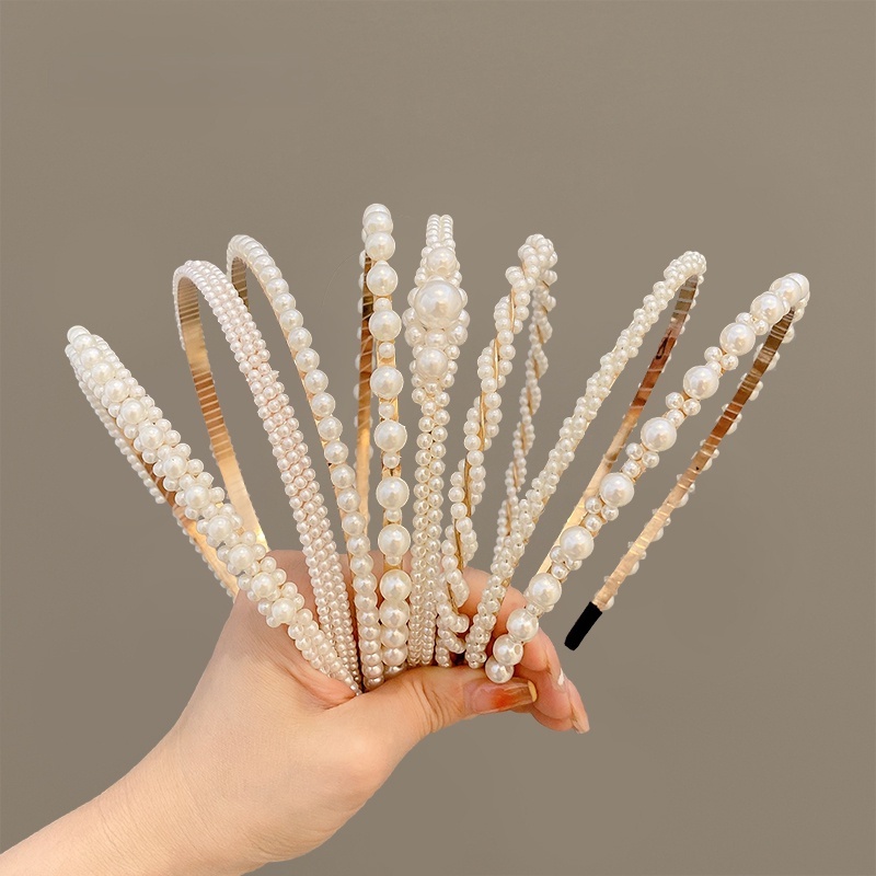 Băng Đô Cài Tóc Đính Ngọc Trai Nhân Tạo Sang Trọng Cho Nữ