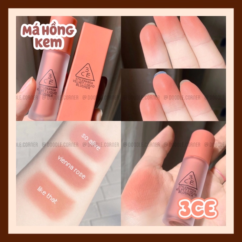 Má hồng dạng lỏng xinh xắn 3ce Velvet Liquid Blusher