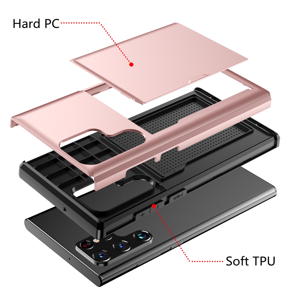 Vỏ giáp cứng chống va đập sang trọng có khe cắm thẻ Samsung S23 Ultra S23 Plus S22 Ultra S22 Plus S21 Ultra S21 Plus S21 FE S20 FE S20 Ultra Note 20 Ultra
