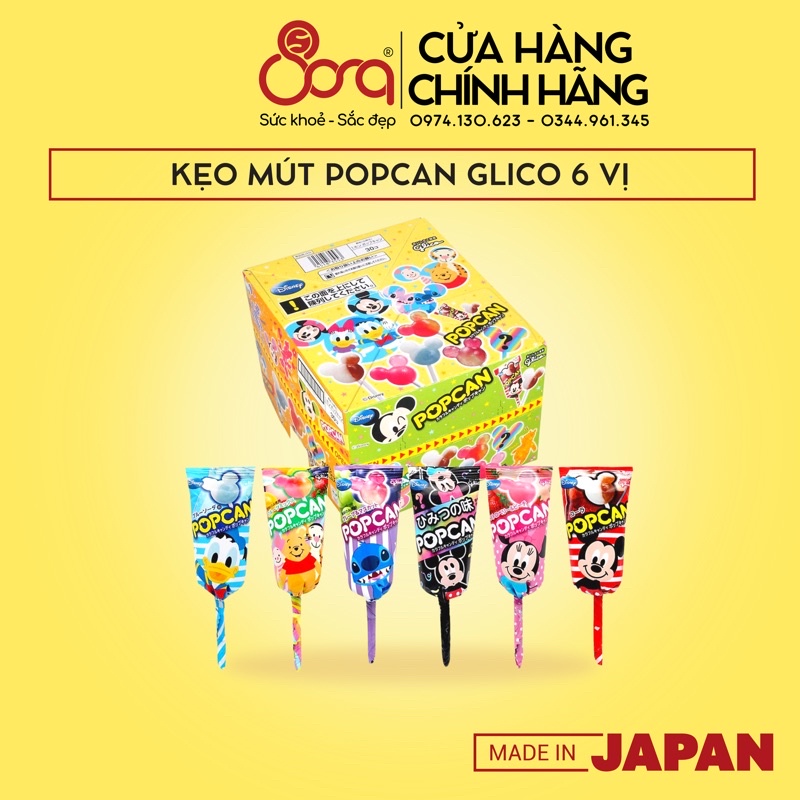 Kẹo mút Glico Popcan Mickey Nhật Bản chiết xuất hoa quả (tách lẻ)