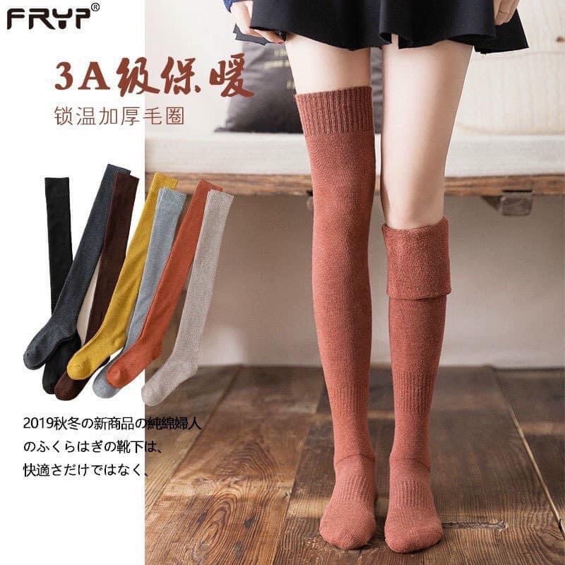 Tất đùi dài qua gối nữ len dày giữ nhiệt phong cách nhật bản