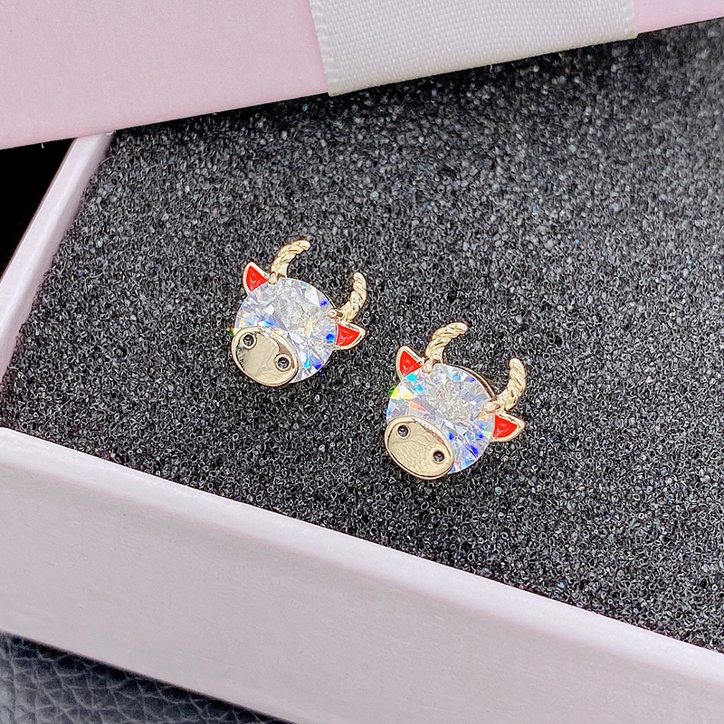 Bông Tai Mạ Bạc 925 Đính Đá Zircon Kiểu Dáng Dễ Thương