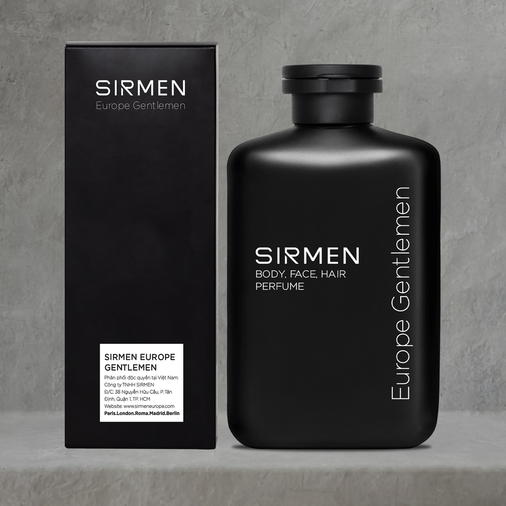 Sữa tắm gội nam 4 in 1 hương nước hoa châu Âu SIRMEN Europe Gentlemen cao cấp 350g công nghệ EU-Nano