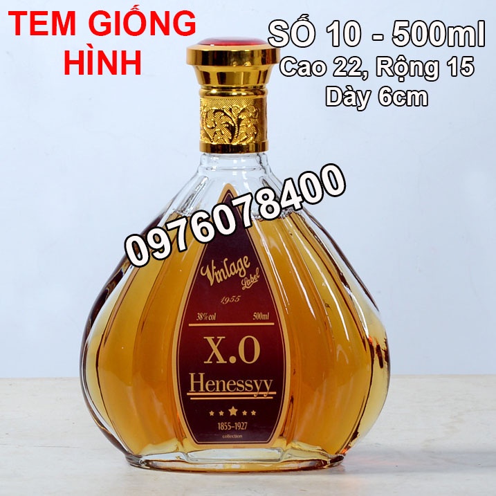Vỏ Bình Thủy Tinh Đựng Rượu 500ml, Bình Ngâm Rượu Hình Quạt Cao Cấp, CTT-10