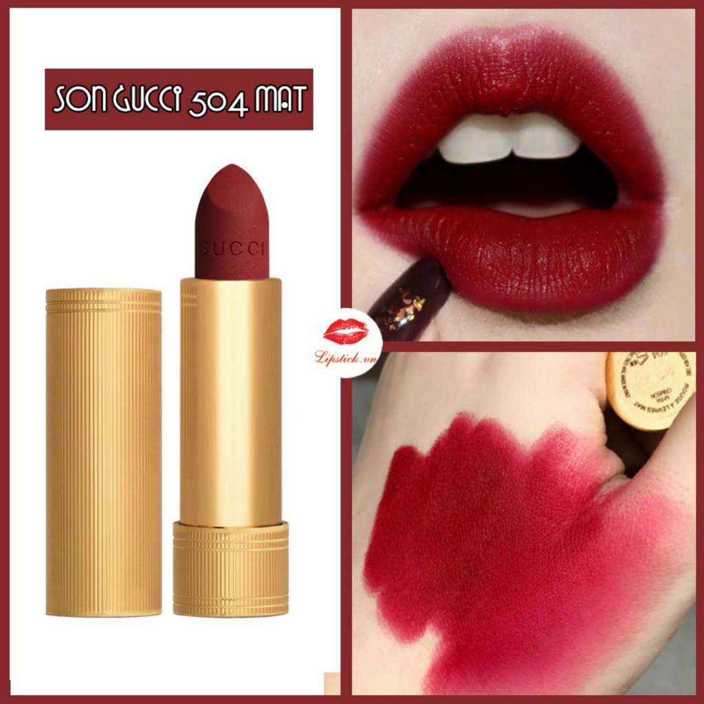 Son Môi Lì Gucci Rouge À Lèvres Mat Nhiều Màu Lựa Chọn, Lên Tone Cực Chuẩn