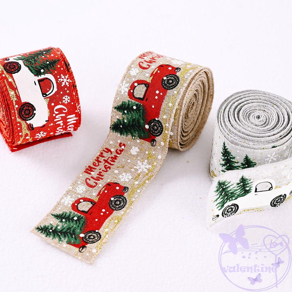 Set 3 Cuộn Dây Ruy Băng Họa Tiết Xe Hơi Trang Trí Giáng Sinh DIY