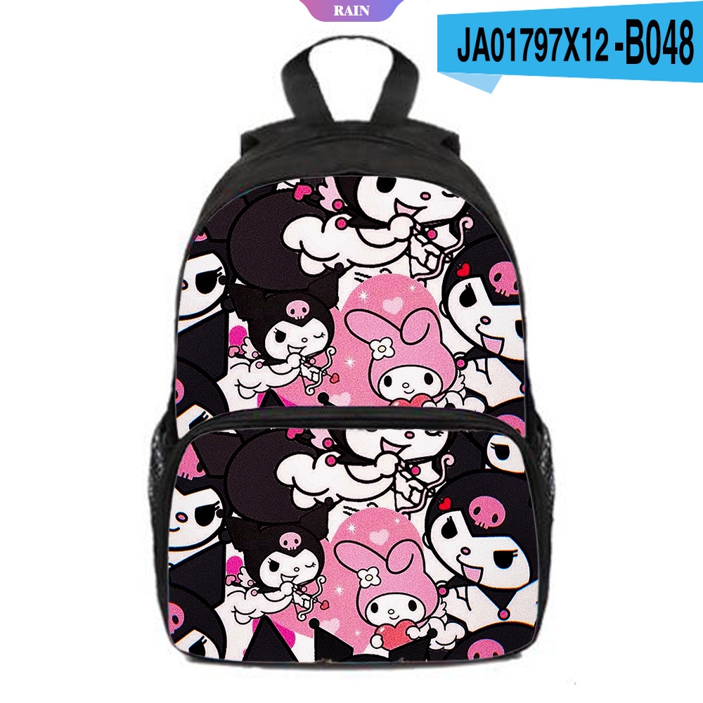 Ba Lô Đi Học Sức Chứa Lớn In Họa Tiết Kuromi Hoạt Hình Sanrio Kawaii Dễ Thương Cho Học Sinh [RAIN]