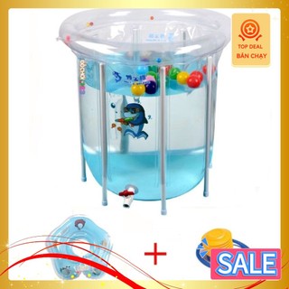 [Ví airpay nhập AP10KDEC1 giảm 10k] Bể bơi phao thành cao trong suốt Doctor Dolphin + Tặng phao cổ + bơm hơi