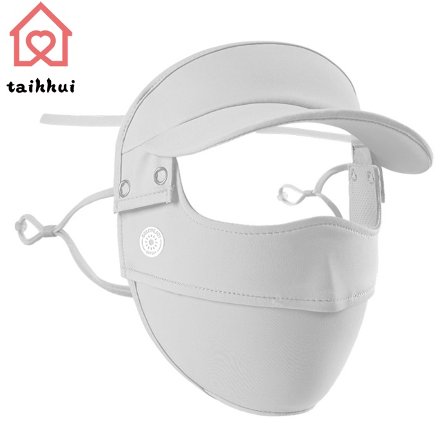 Mũ Chống Nắng Kèm Mặt Nạ Chống Tia Uv Bằng Lụa Mát Thoáng Khí Thời Trang Mùa Hè Cho Nữ
