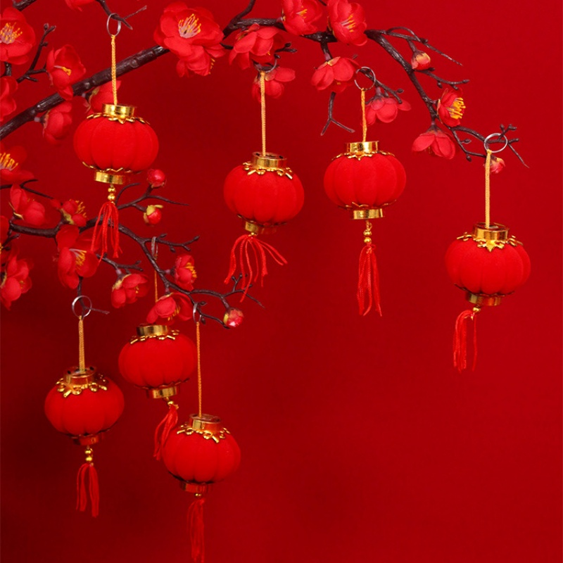 Lồng Đèn Treo Tua Rua Mini Màu Đỏ Phong Cách Trung Hoa Truyền Thống Trang Trí Nhà Cửa / Lễ Hội